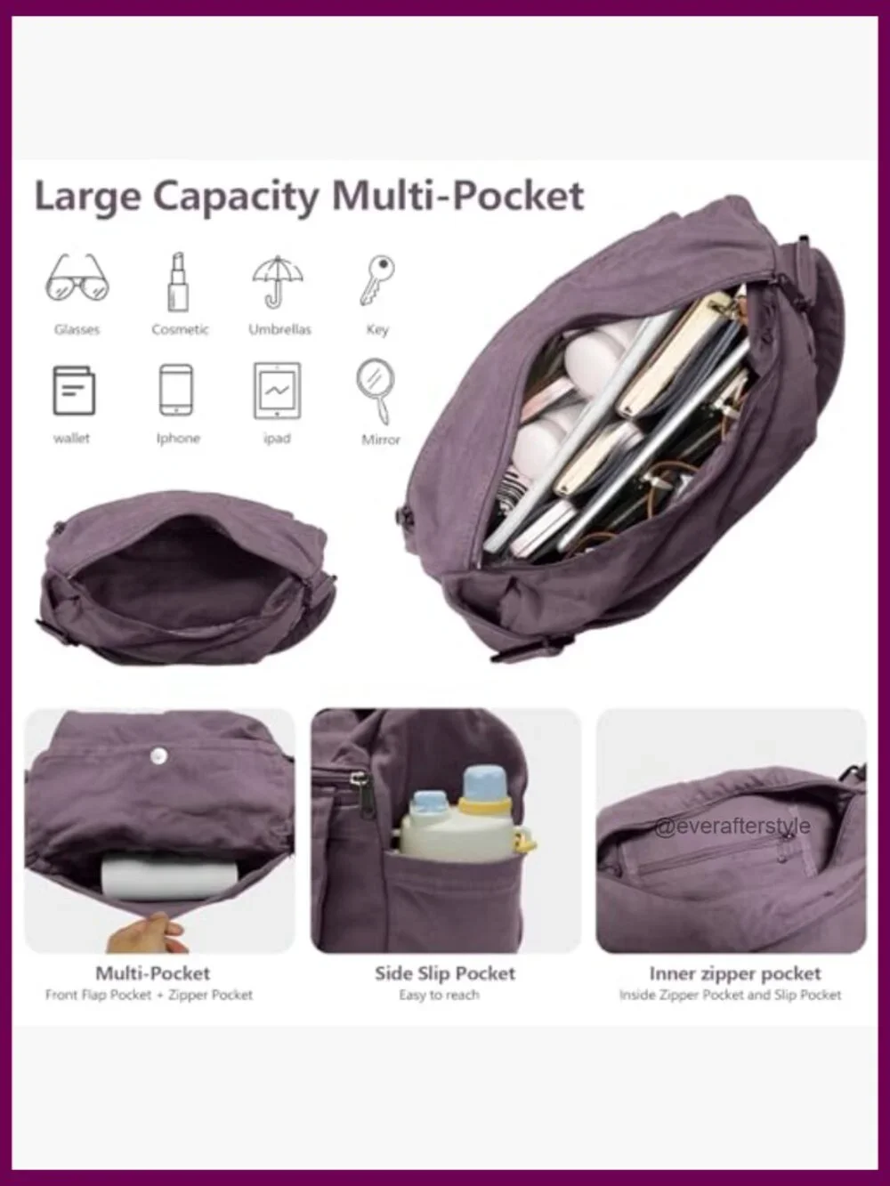 Canvas Messenger Bag with Multiple Pockets Crossbody Tote